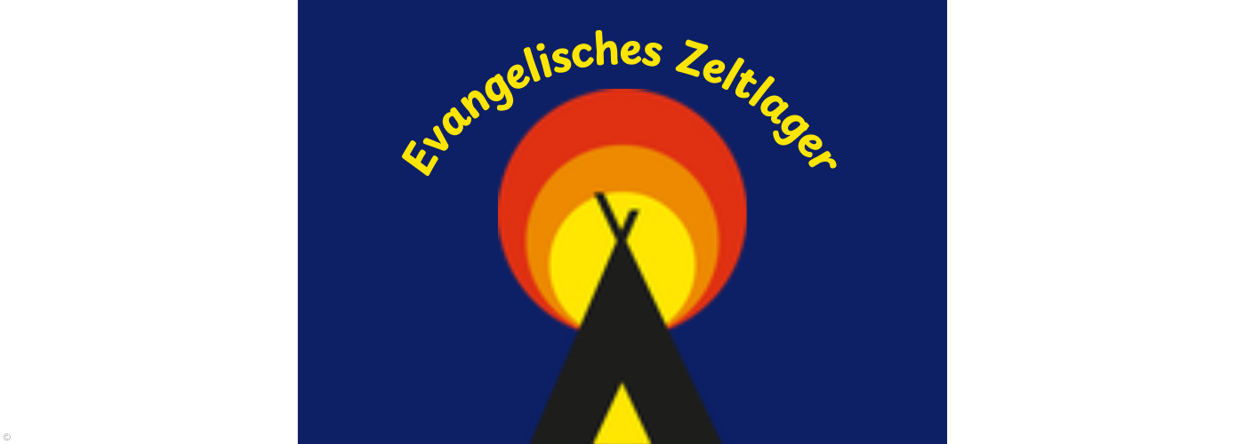 Ein stilisiertes Zelt vor einem stilisierten Sonnenuntergang